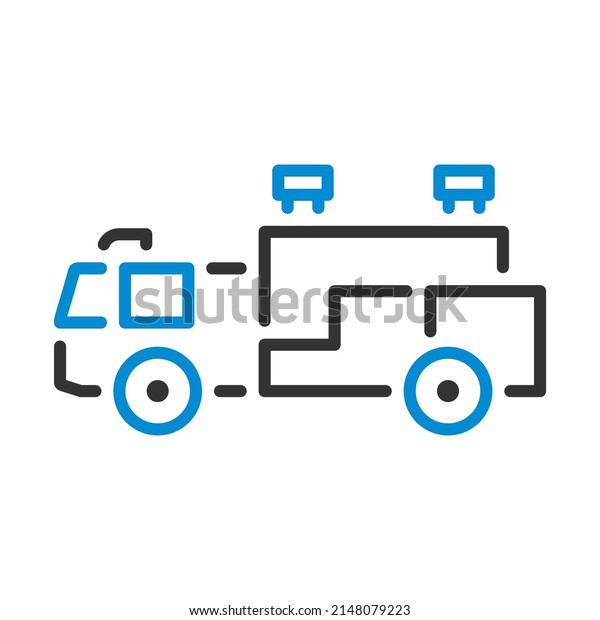 Fire Service Truck Icon. Editable\
Bold Outline With Color Fill Design. Vector\
Illustration.