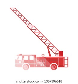 Fire service truck icon. Flat color design. Vector illustration.