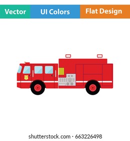 Fire service truck icon. Flat color design. Vector illustration.