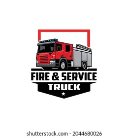 fire and service truck isolated logo vector