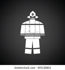 Fire service uniform icon. Black background with white. Vector illustration.