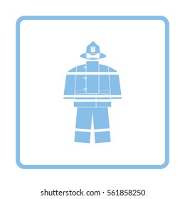 Fire service uniform icon. Blue frame design. Vector illustration.