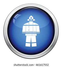 Fire service uniform icon. Glossy button design. Vector illustration.