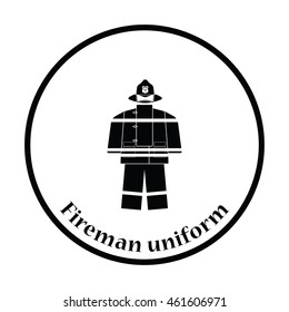 Fire service uniform icon. Thin circle design. Vector illustration.