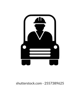 A fire service worker with car icon silhouette on white background