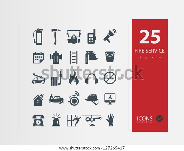 Fire services\
icons ( Set of 25 Quality icons\
)