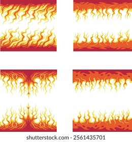 fire set cartoon element vector