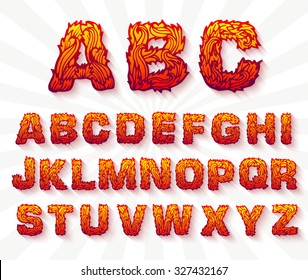 Fire set font alphabet text on a whitebackground concept. Vector design illustration 

