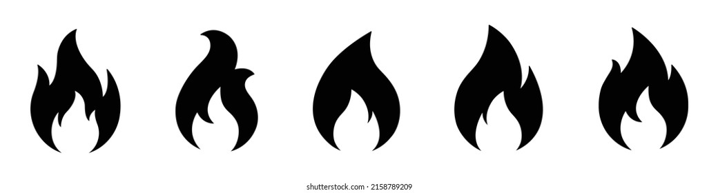 Fire Set Icon. Flame Set Icon, Vector Illustration