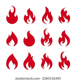 Fire set icon. flat design ilustration vector. red isolated on white background 