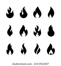 Fire set icon. flat design illustration vector. black isolated on white background