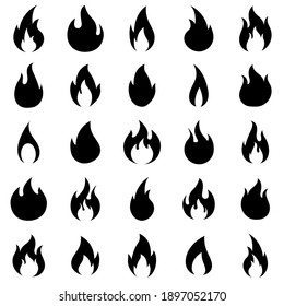 Fire set icon, logo isolated on white background