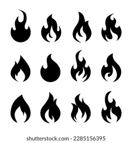 Fire set icon silhouette. flat design ilustration vector. isolated on white background 