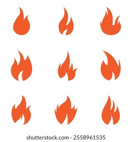 Fire Set logo design illustration and fire symbol