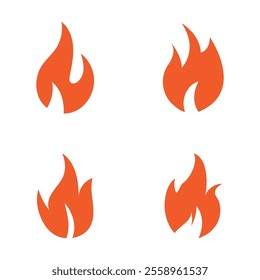 Fire Set logo design illustration and fire symbol
