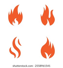 Fire Set logo design illustration and fire symbol