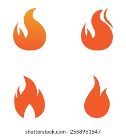 Fire Set logo design illustration and fire symbol