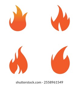 Fire Set logo design illustration and fire symbol