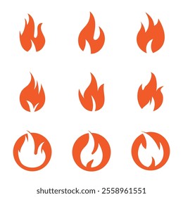 Fire Set logo design illustration and fire symbol