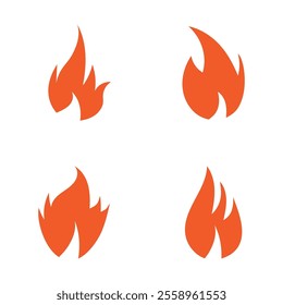 Fire Set logo design illustration and fire symbol