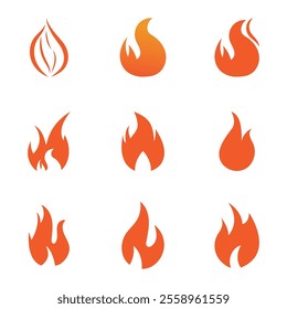 Fire Set logo design illustration and fire symbol
