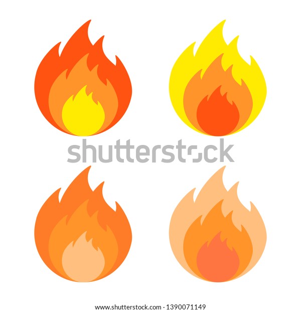 Download Fire Set Primary Colors Fire Simple Stock Vector Royalty Free 1390071149