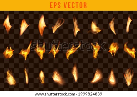 Fire set realistic effect eps vector editable glow shine fires isolated object