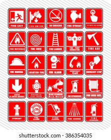 fire, Set of safety signs