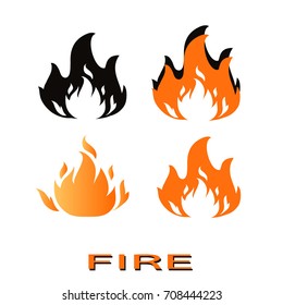 Fire. A set of fire. Simple icons of fire. Vector illustration.
