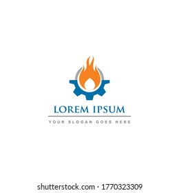 logotipo de configuración de incendios, logotipo de la industria