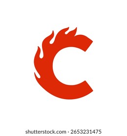 fire shaped letter C company logo vector illustration template design