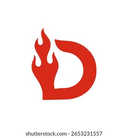 fire shaped letter D business company logo vector illustration template design