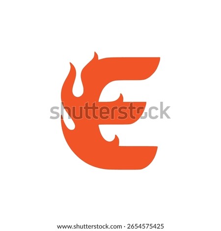 fire shaped letter E company logo vector illustration template design