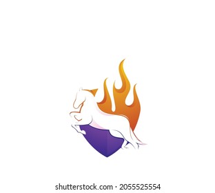 fire shield horse protection logo design template