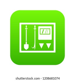 Fire shield icon digital green for any design isolated on white vector illustration