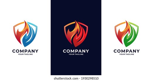 Fire shield, icon Oil, gas and energy logo 