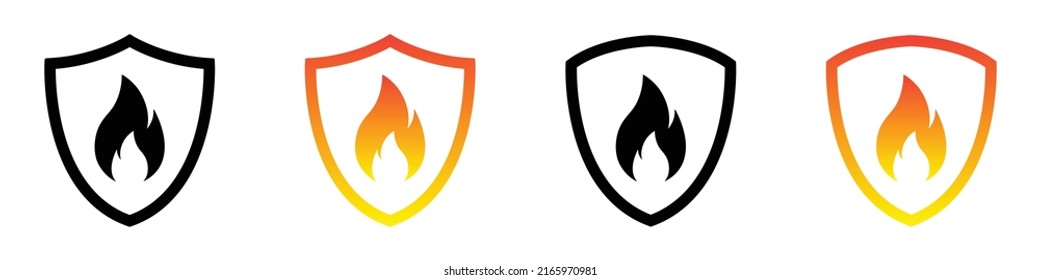 Fire Shield Icon. Fire Protection Icon. Fire Safety Icon, Vector Illustration