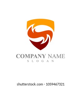 Fire Shield Letter S Logo Template