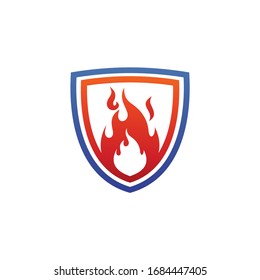Fire and shield logo design