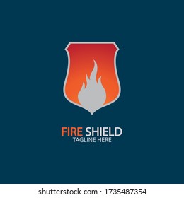 Fire shield logo design element. Fire warning sign shield. Fire flame vector illustration 