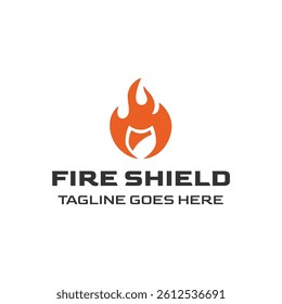 Fire Shield Logo Design isolated on white background.
