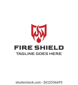 Fire Shield Logo Design isolated on white background.