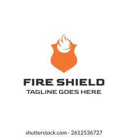 Fire Shield Logo Design isolated on white background.