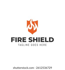 Fire Shield Logo Design isolated on white background.