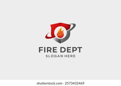 fire shield logo design premium vector.