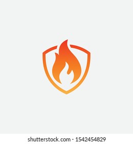 Fire Shield Logo Design Vector Template, Shield Fire Logo Concept, Fire Shield Icon Symbol, Fire protection icon, Security vector icon, Protection icon