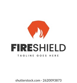Fire Shield logo designs concept isolated on white background.