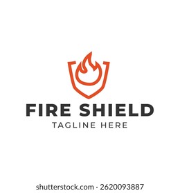 Fire Shield logo designs concept isolated on white background.