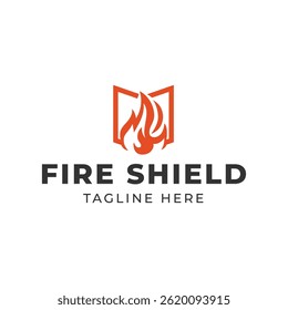 O logotipo do Fire Shield projeta o conceito isolado no fundo branco.