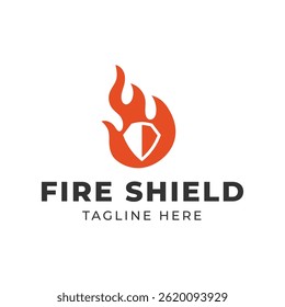 Fire Shield logo designs concept isolated on white background.